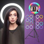 Wholesale Ring Light 14" RGB Ringlight with Desk Tripod Stand and 3 Cell Phone Holder 18 RGB Colors Dimmable LED Ring Light for Photography Shooting TIK Tok YouTube Video Recording Live Streaming Makeup (RGB)